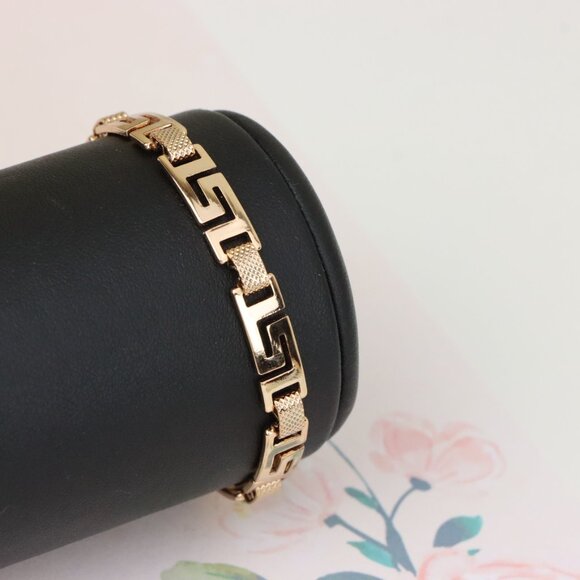 ✔ACCEPT OFFER Jewelry - "Elegant Greek Key Design Rose Gold Bracelet in Glossy Finish, XPBL1120